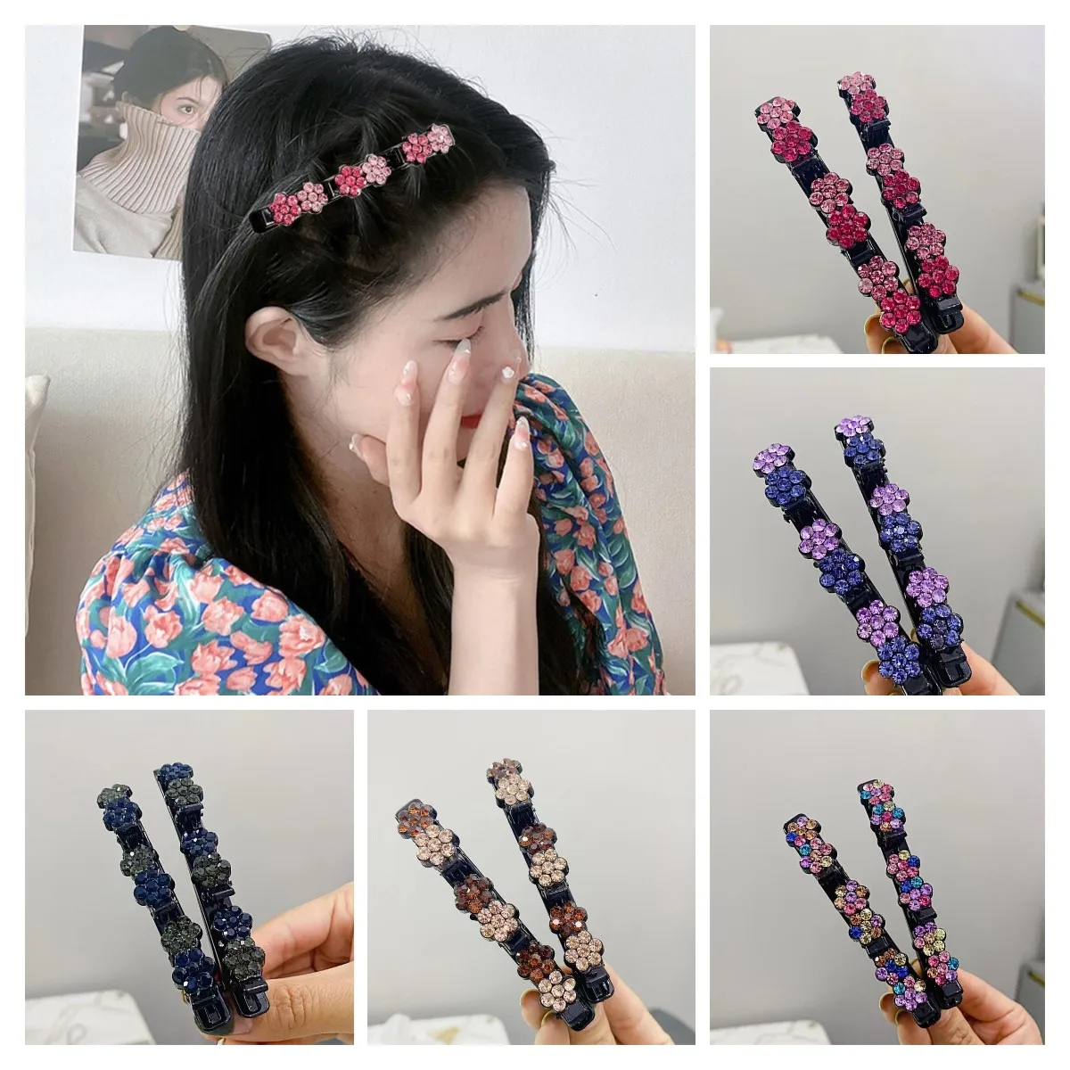 

1PC New Fashion Sparkling Crystal Stone Braided Hair Clip Lazy Hair Braided Clips For Women Girls Hair Styling Hair Accessories