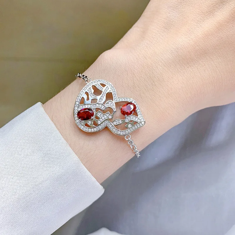 

Новинка 2023, серебро 925 пробы, яйцо, красный корунд, 4*6, Ruyi, женский китайский стиль, 17,5 см