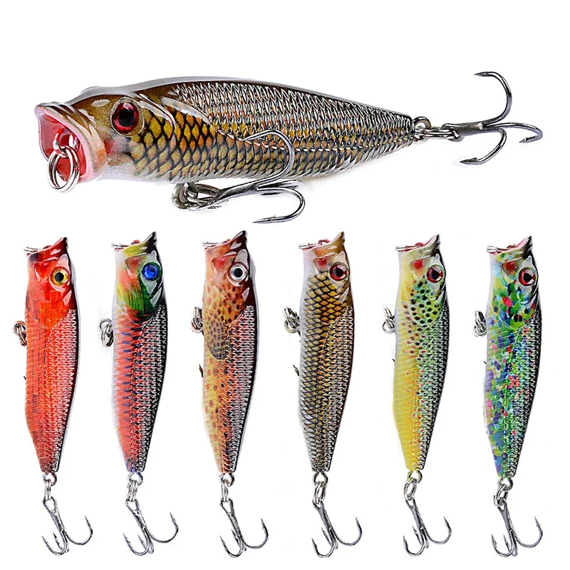 

1pcs Fishing Lures Topwater Popper Bait 6.0g 6.5cm Hard Bait Artificial Wobblers Plastic Fishing Tackle with 8# Hooks