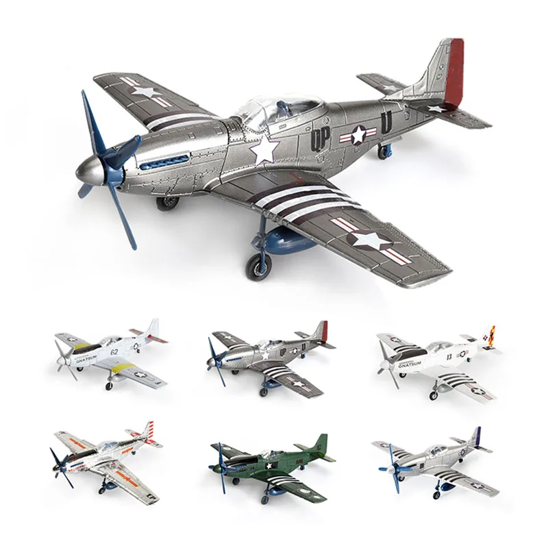 

1/48 MUSTANG P-51D Fighter 4D Assemble Model American WWII P51 Airplane Glue-Free 6 Color Separation Quick Imposition Toy