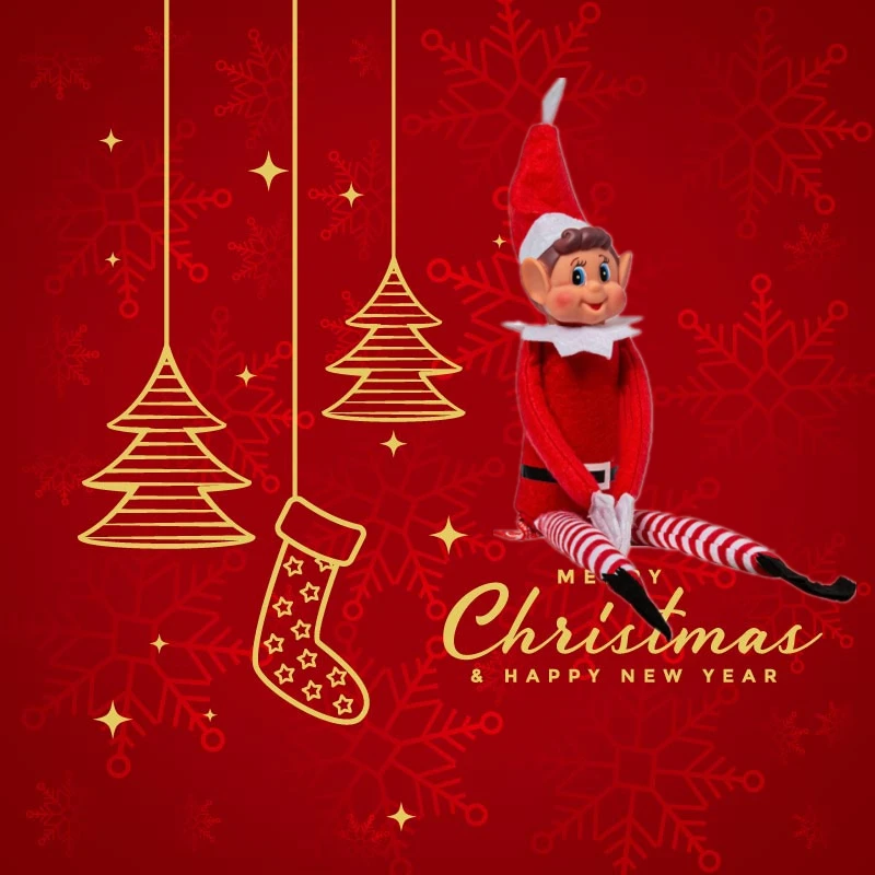 

Red Christmas Elf Doll Christmas Decoration Novelty Long Bendy Naughty Boy Christmas Elves Doll