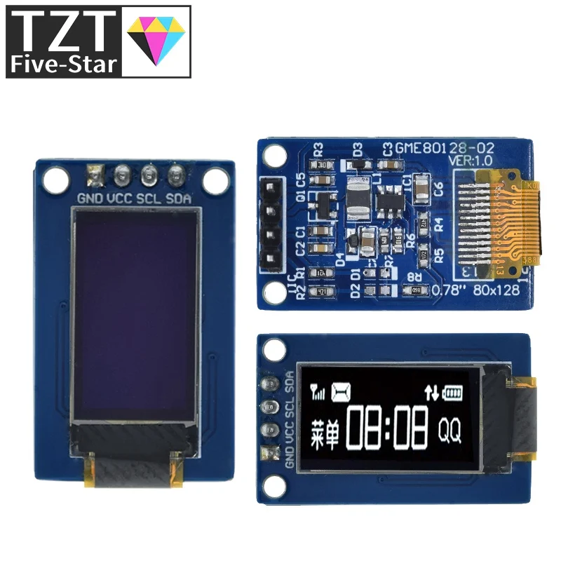 Модуль ЖК-дисплея TZT с OLED-дисплеем 0 78 дюйма разрешение 78*80 интерфейс SPI драйвер SH1107