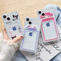 cute kuromi melody yugui clear silicone women phone case for iphone xr xs max 8plus 11 12 13 pro max card bag case