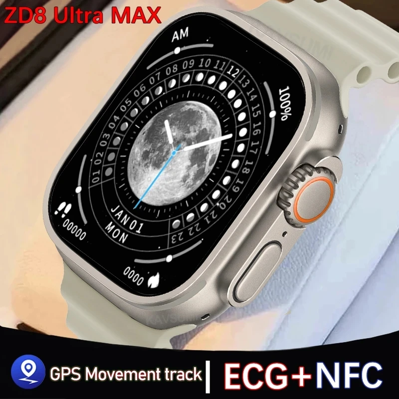 

Смарт-часы ZD8 Ultra Max, 8 дюймов, 49 мм, корпус из сплава, 2,08 дюйма, экран Retina, GPS-трек, флэш-магнитола, водостойкие IP68, мужские часы для Apple