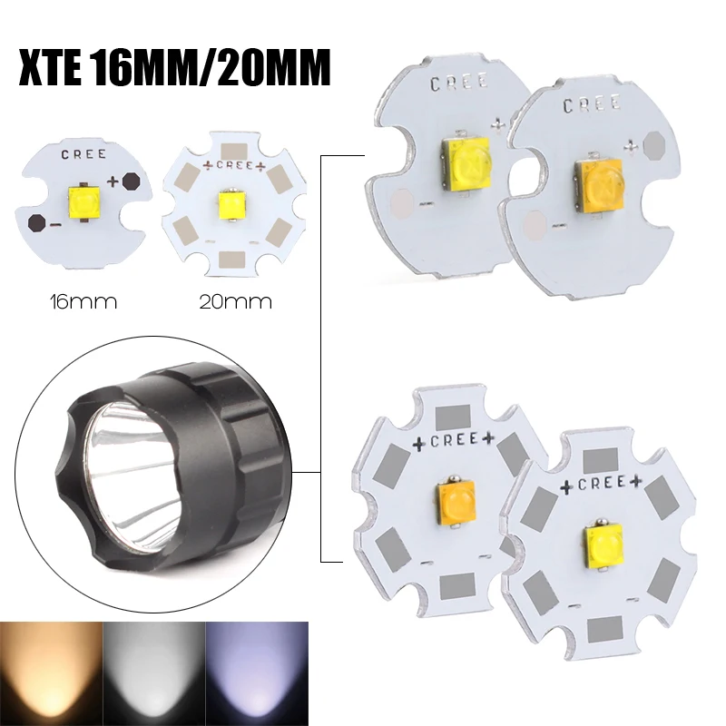 

High Quality 5pcs 5W XTE 16MM/20MM LED White Flashlight Lamp Light Torch Bulb 5W White Light LED Emitter Bead