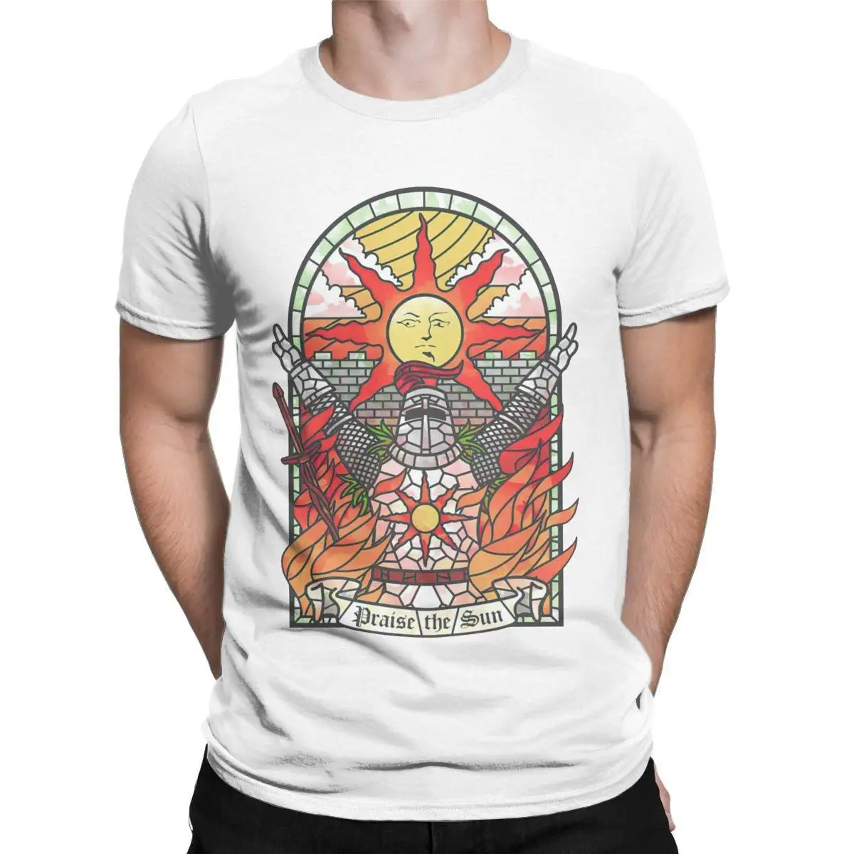 Dark Soul Praise The Sun T-Shirt for Men Novelty Cotton Tee Shirt O Neck Short Sleeve T Shirts Gift Clothes