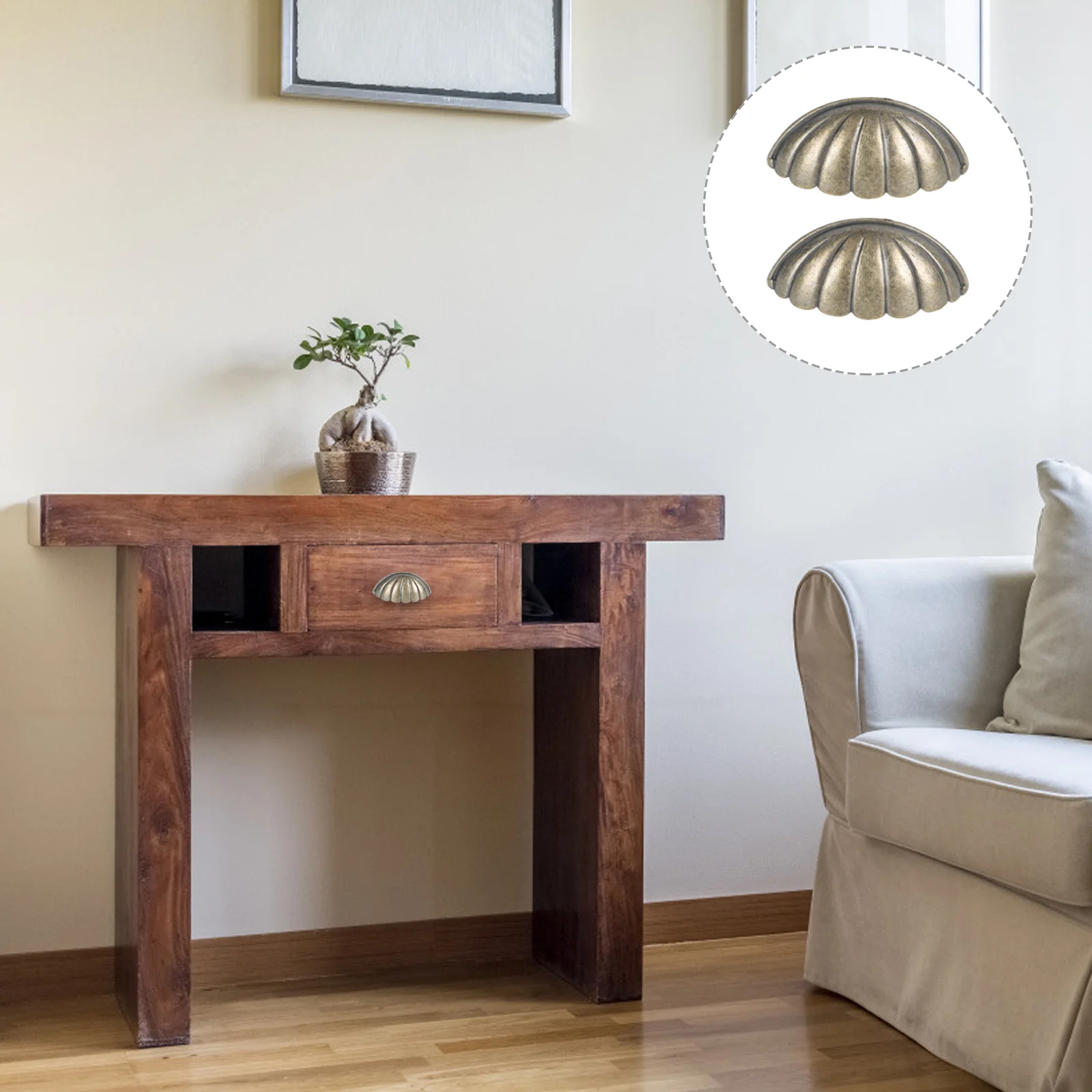 

Retro Mug Shell Shape Drawer Knobs Home Handles Vintage Decorative Cabinet Semi-circular Furniture Pull Door