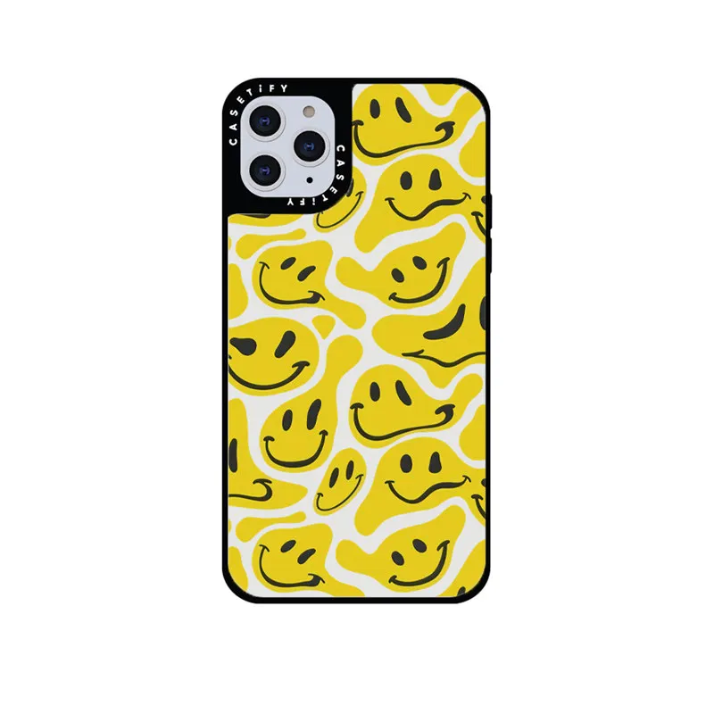

CASETIFY Yellow Smiley Mirror Case For IPhone 11 12 13 14ProMax 11 12 13 14Pro XsMax XR 6 7 8 SE 7P 8P 14 Plus Back Cover E0522