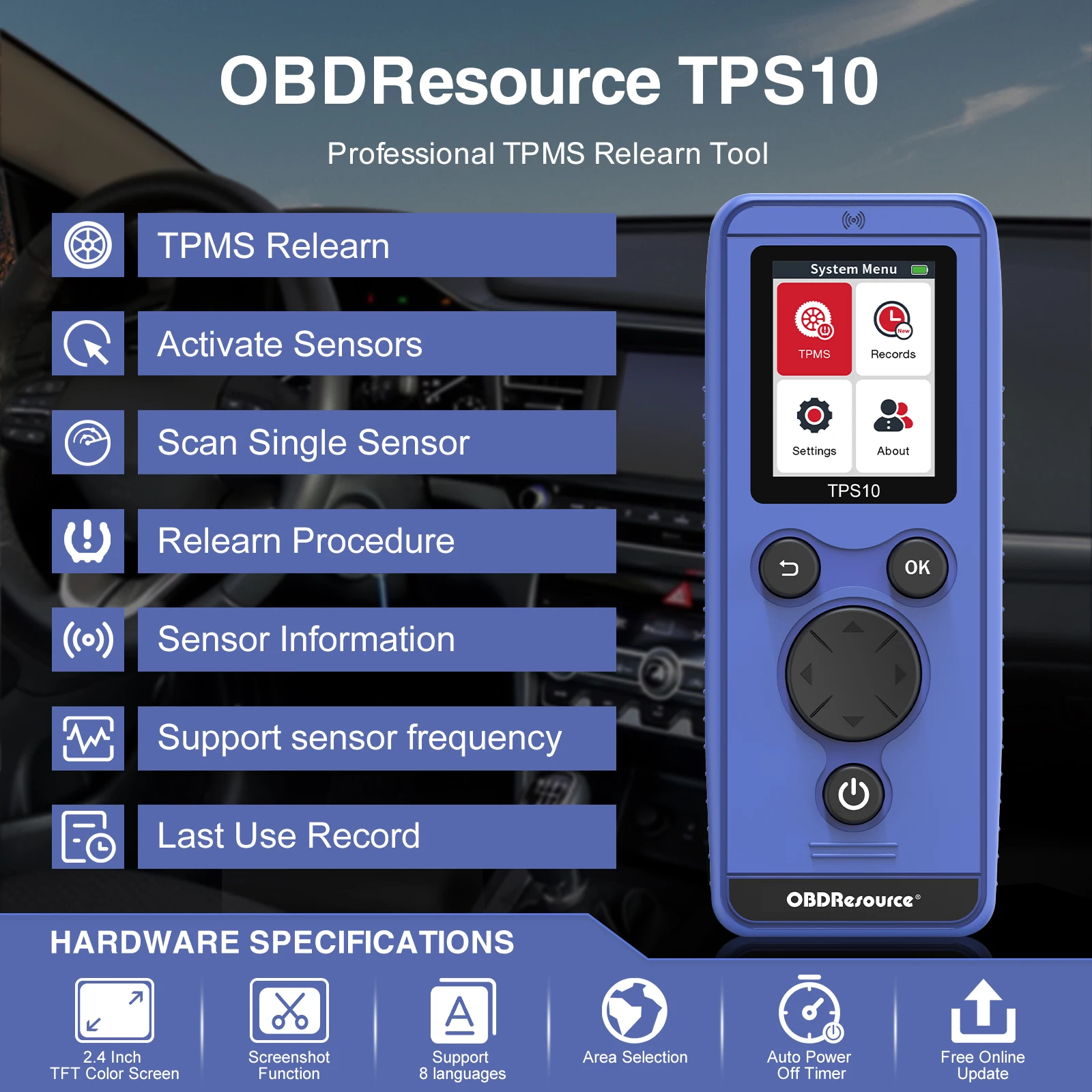 Универсальный автомобильный инструмент для сброса давления в шинах TPS10 система