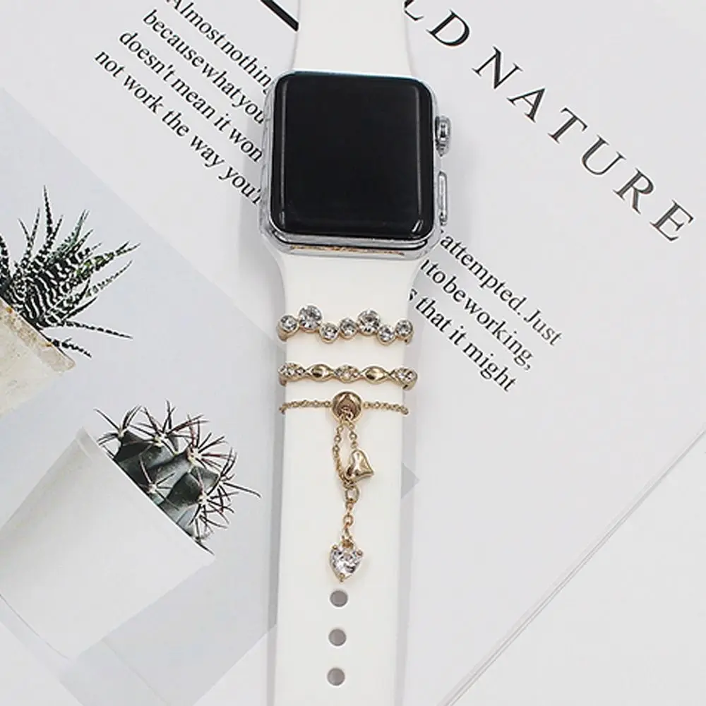 

Креативный металлический кулон в форме Луны, ремешок для часов, подвески, декоративное кольцо, силиконовый ремешок для смарт-часов, аксессу...