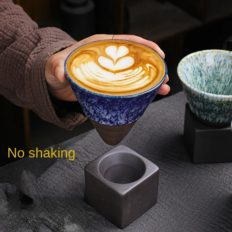 

Ceramic Espresso Cup Creative Hand-painted Glazed Tea Cup with Base Stoneware Personal Water Cup