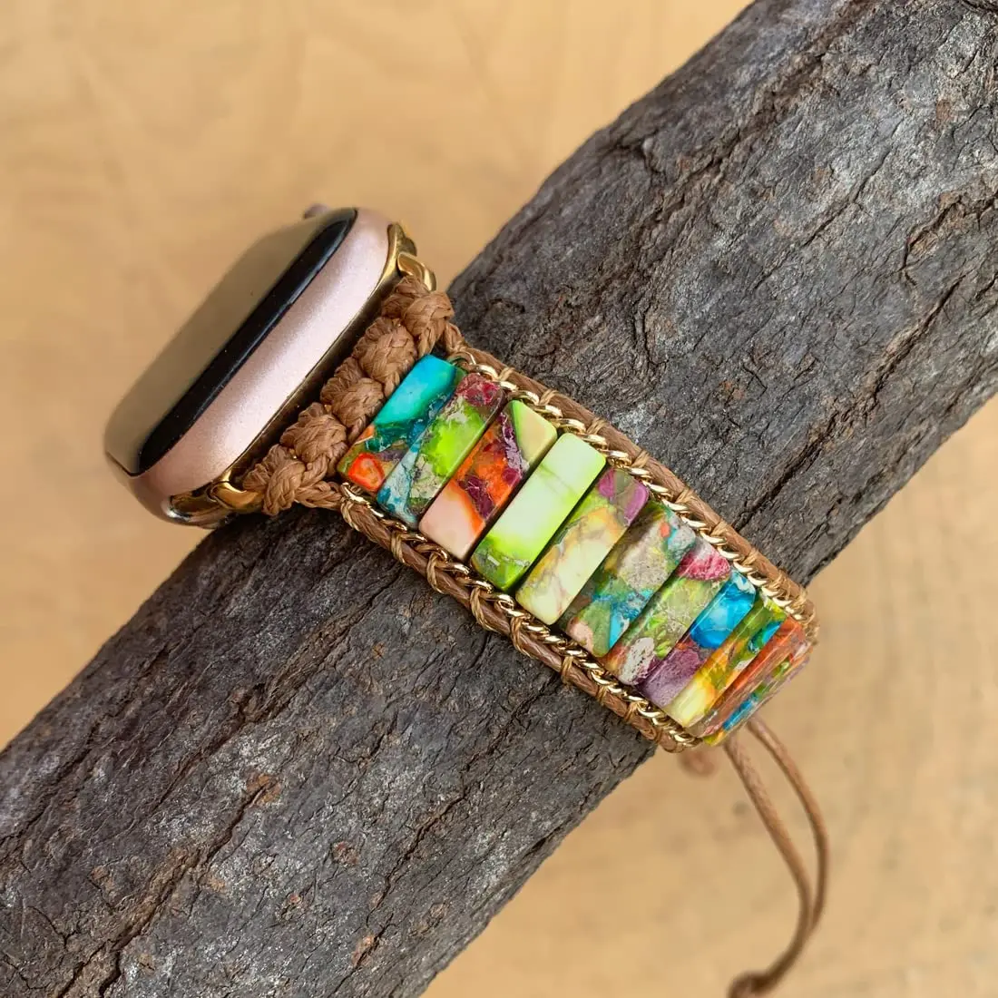 

Bohemian Watch Strap For Apple Watch Band Women Men Boho Correa Retro Mixed Natural Stones belt Jewelry Multi Wrap Bracelet Gift