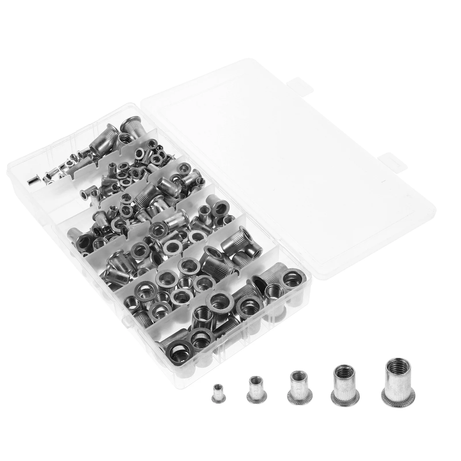 

190pcs Rivet Nuts Aluminum Alloy Flat Head Threaded Insert Rivnuts Assortment