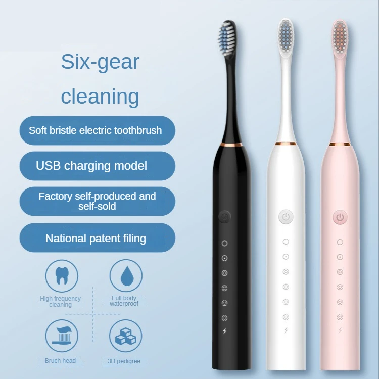 Electric Toothbrush High Frequency Smart Timer 6 Modes Usb Rechargeable Powerful Ultrasonic Tooth Brushes For Adult IPX7 enlarge