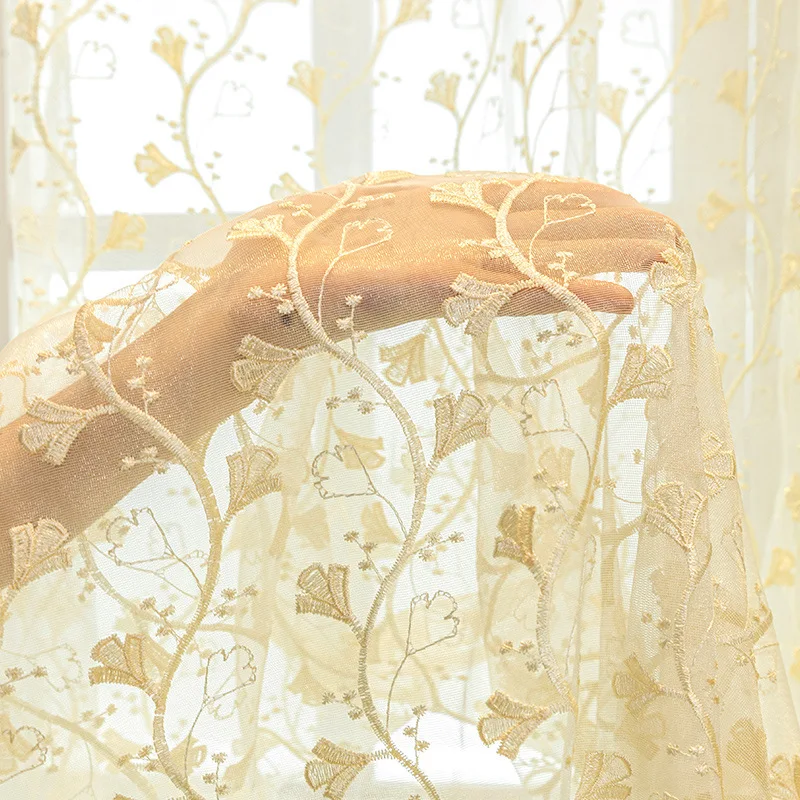 

Водорастворимые вышитые гинкго билоба дизайн шторы AiFish, полиэстер