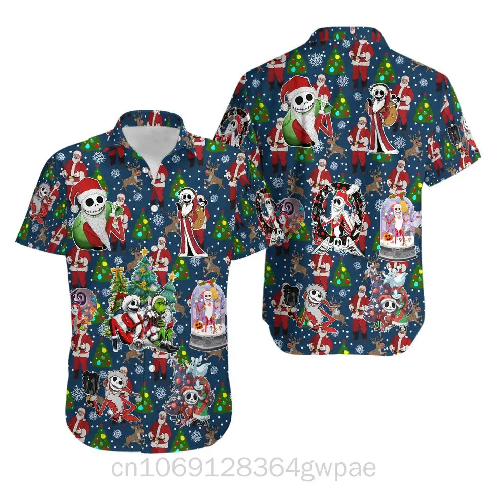 Гавайская рубашка с принтом Кошмар перед Рождеством Джек Скеллингтона Хэллоуин