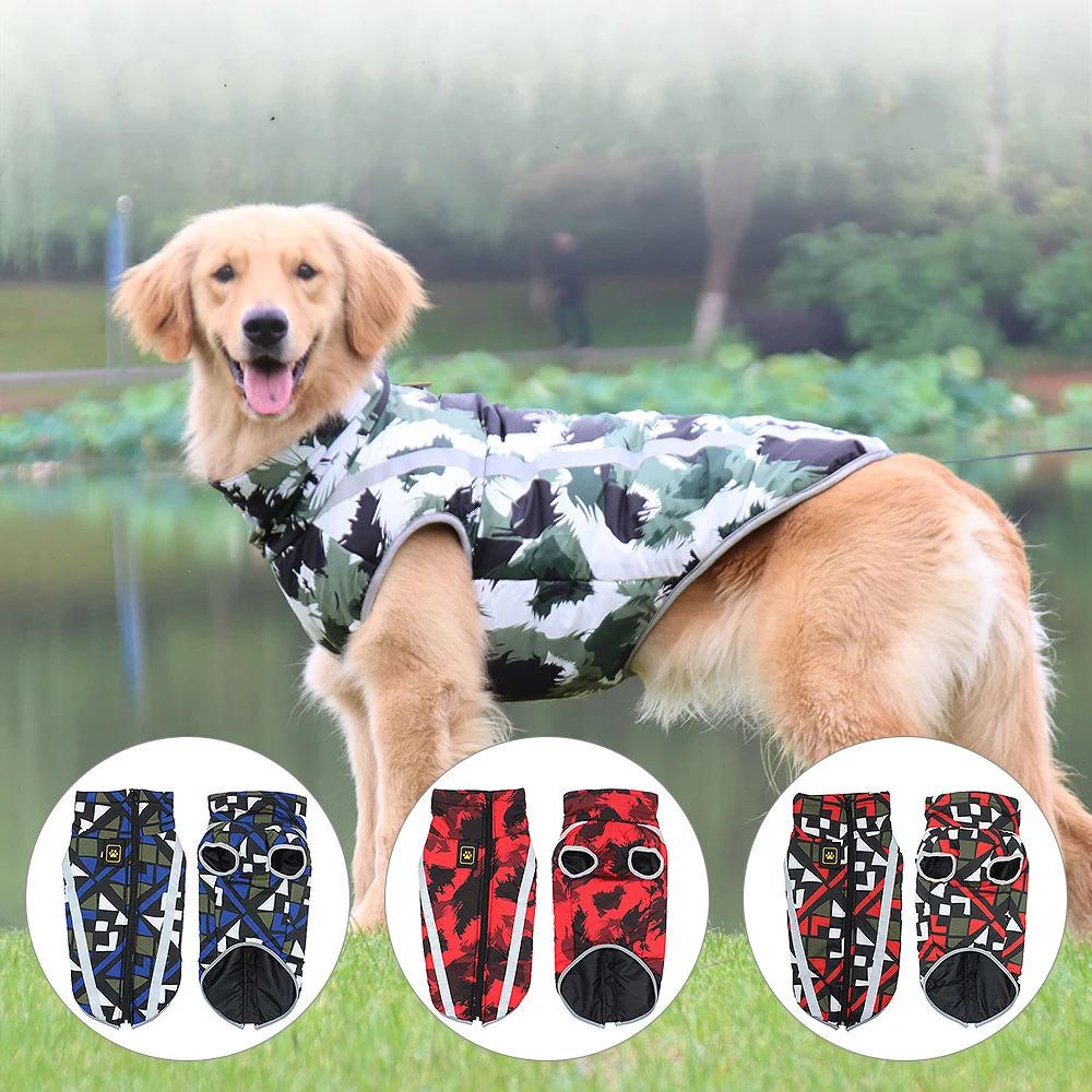 

Large Dogs Cold Weather Dog Warm Vest Jacket Coat Reflective Pet Winter Clothes for Labrador Waterproof Big Dog Coats S-6XL