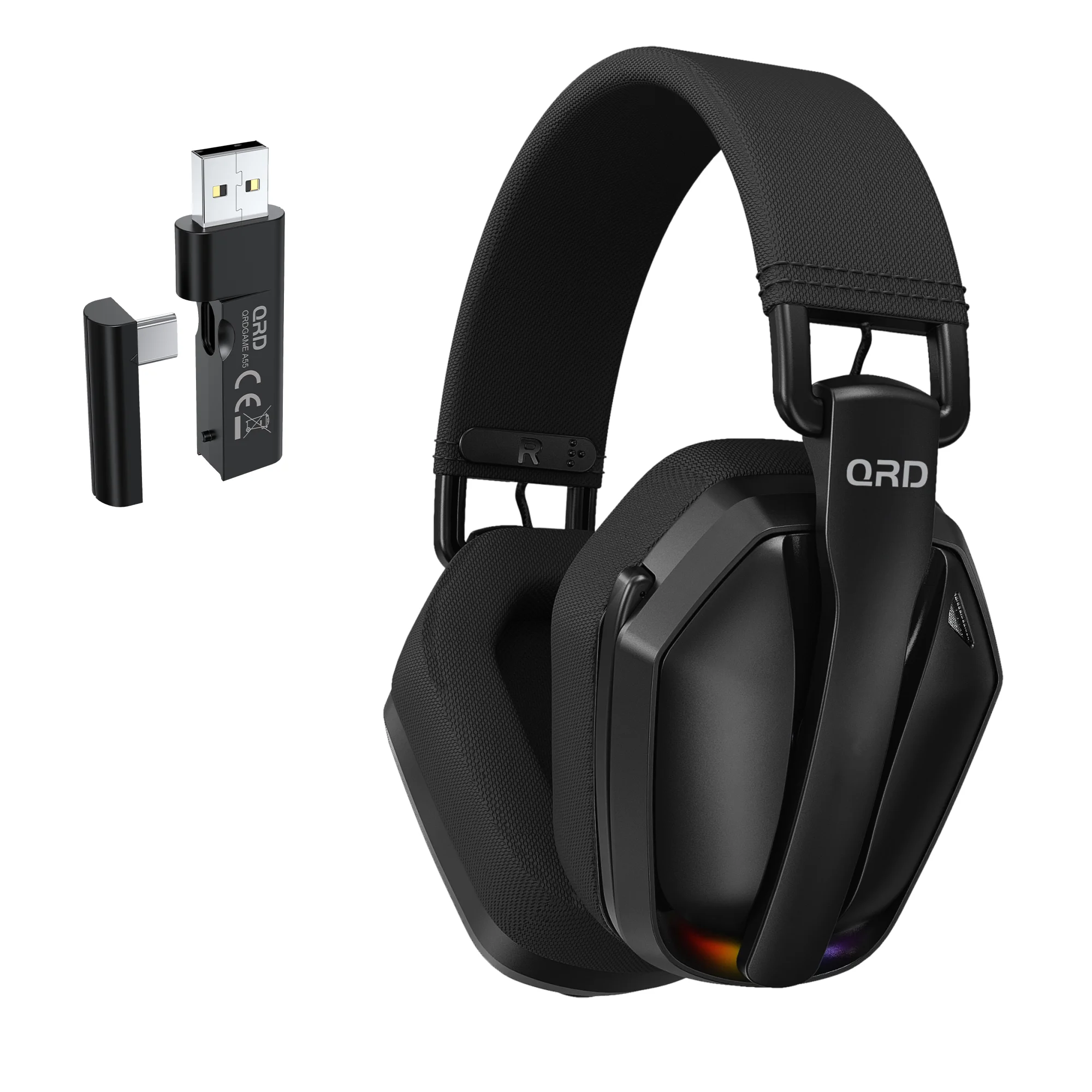Фото Беспроводная игровая гарнитура QRD A55 2,4 ГГц с микрофоном для PS5, PS4, ПК, Mac, Playstation, Bluetooth-наушники для игр с микрофоном №4