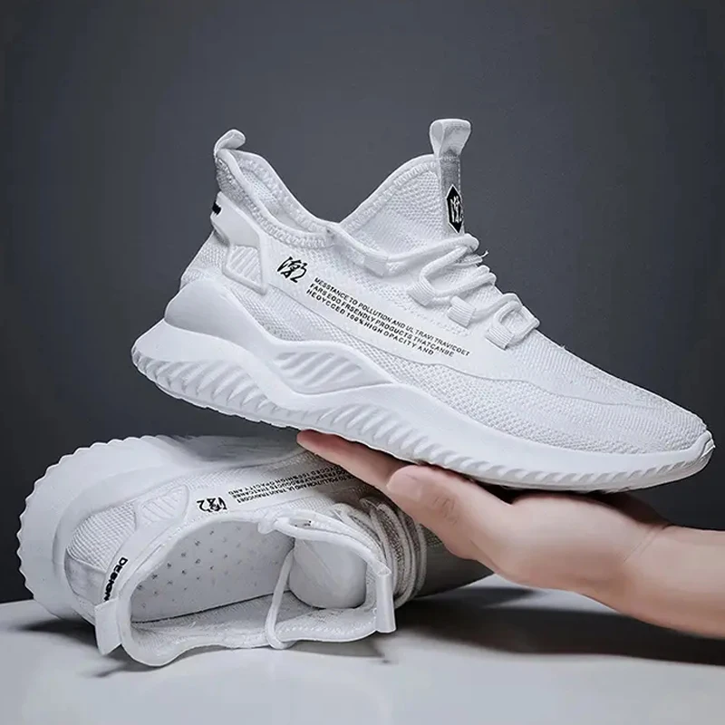 Men Casual Shoes Sneakers Summer Flying Fabric Lac-up Sneakers Comfortable Breathable Walking Shoes