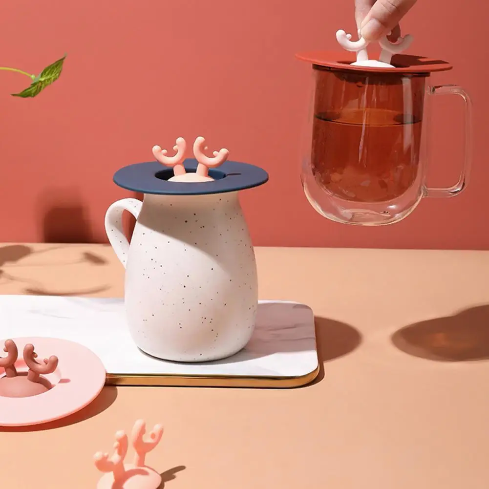 

Практичная Крышка для чашки с мультяшным принтом рогов мягкая крышка для бокалов вина крышка для кружки Крышка для чашки