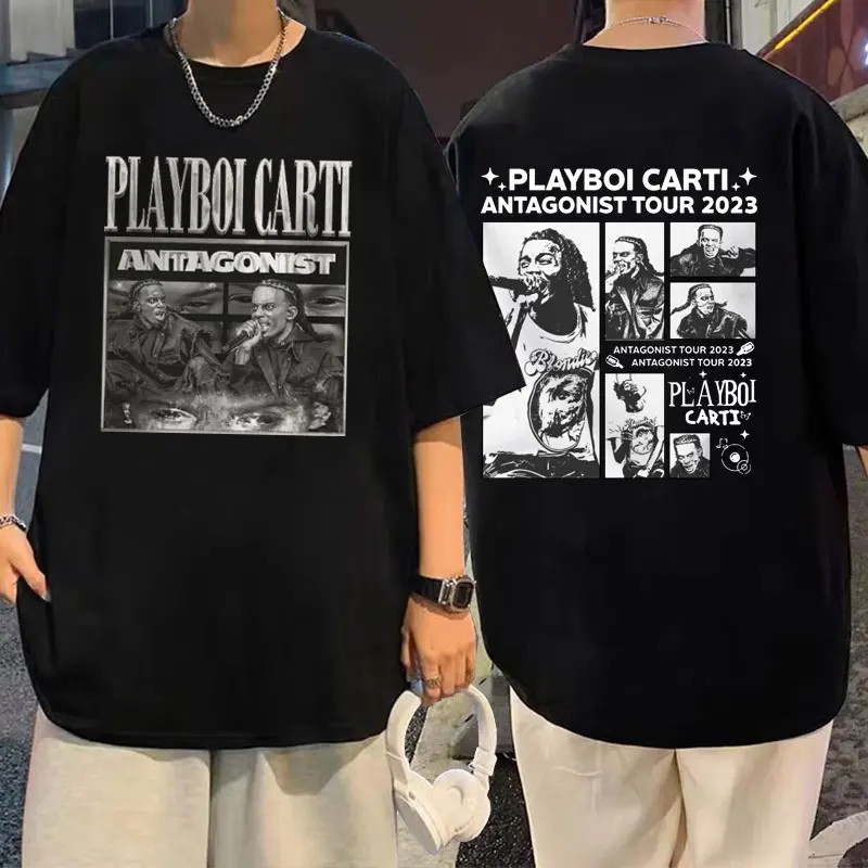

Hot Rapper Playboi Carti Antagonist 2023 Tour Concert Fans T Shirt Men Hip Hop Oversized T-shirts Man Fashion Trend Streetwear