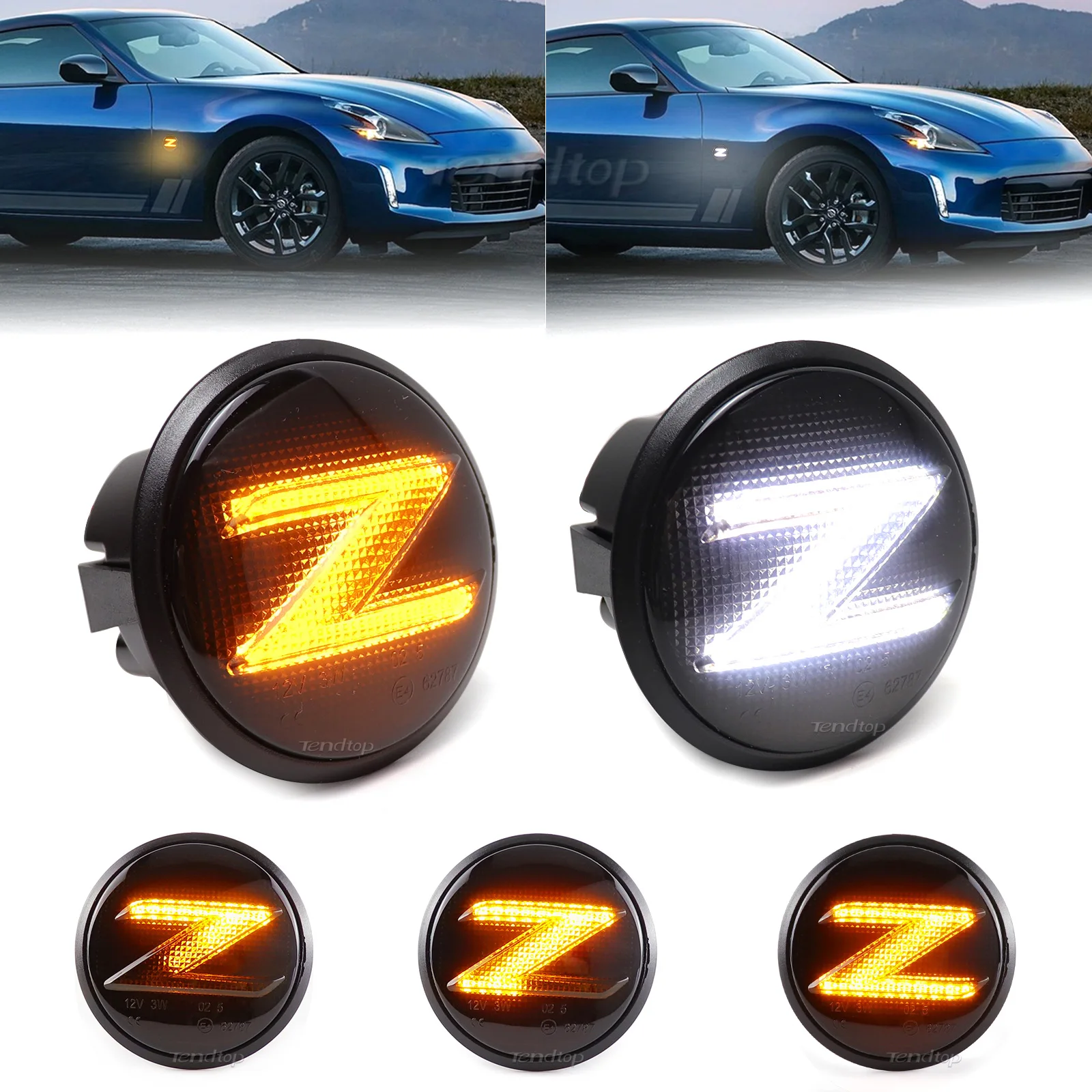 Переключаемый дневной фонарь, боковой маркер, лампа для парковки для Nissan 370Z Coupe Nismo Roadster Fairlady Z34, динамический сигнал поворота