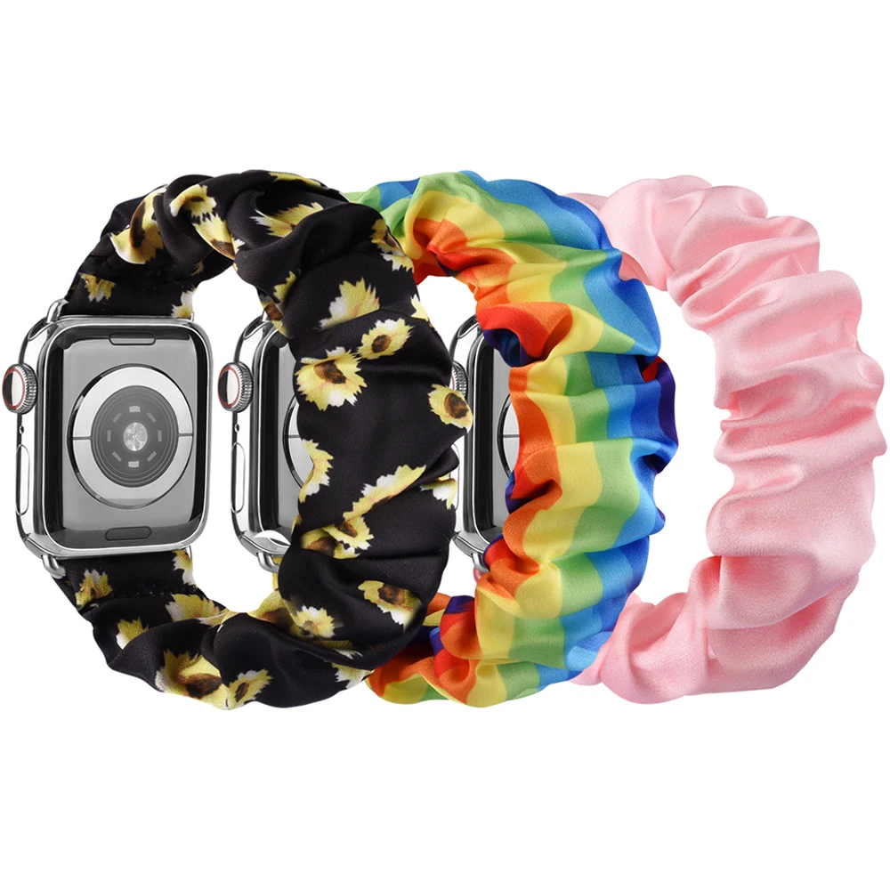 

3pc for Apple Watch Band Scrunchie Strap 44mm 40mm 38mm 42mm Elastic Solo Loop Bracelet For iWatch series 7 6 5 4 3 SE 41mm 45mm