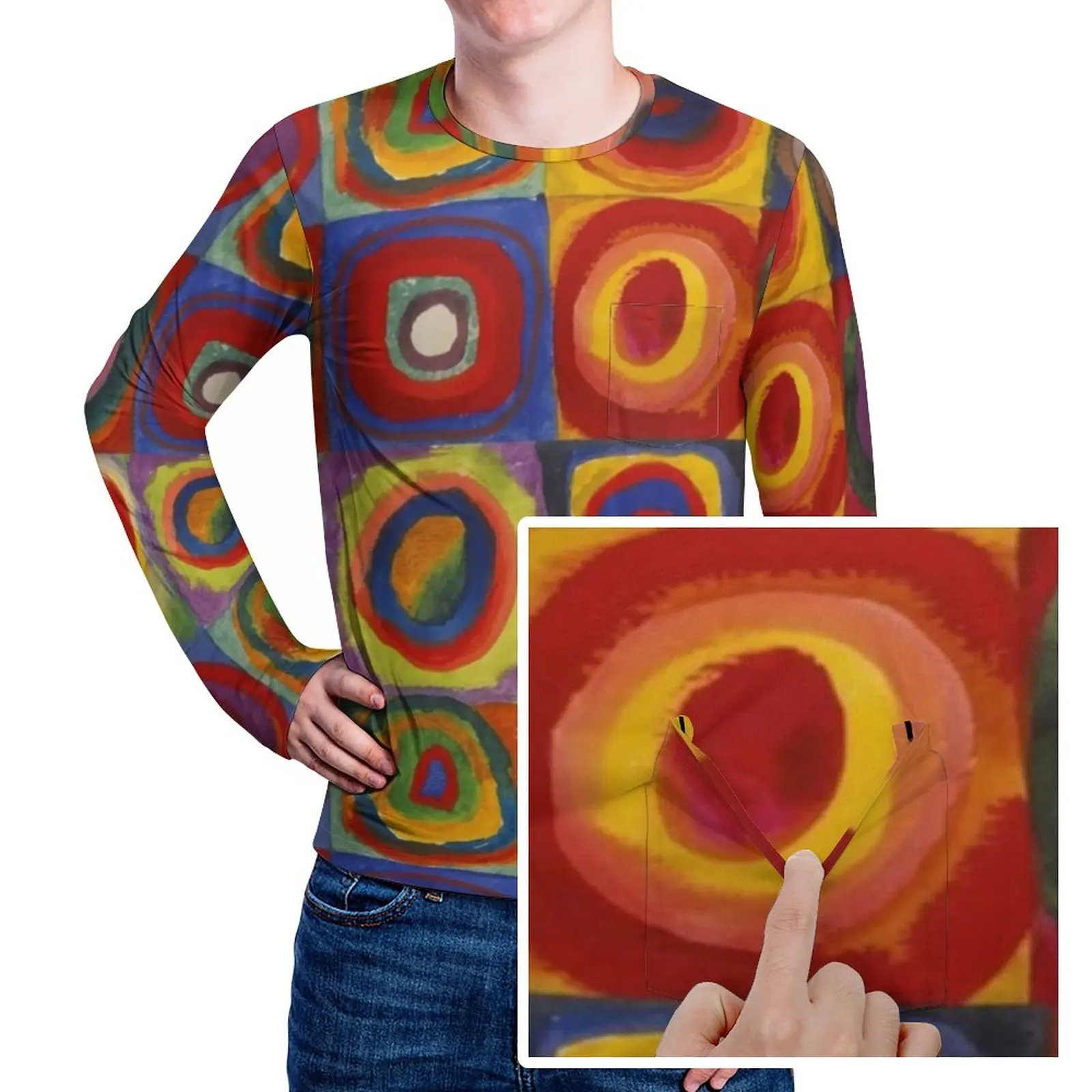 

Ретро футболка с поп-артом, Весенняя Повседневная футболка с принтом Кандинского, Мужская модная футболка на заказ