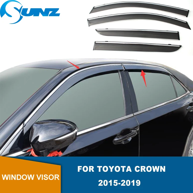 

Side Window Deflector For Toyota Crown 2015 2016 2017 2018 2019 Chrome Strip Window Visors Weathershields Wind Rain Guards SUNZ
