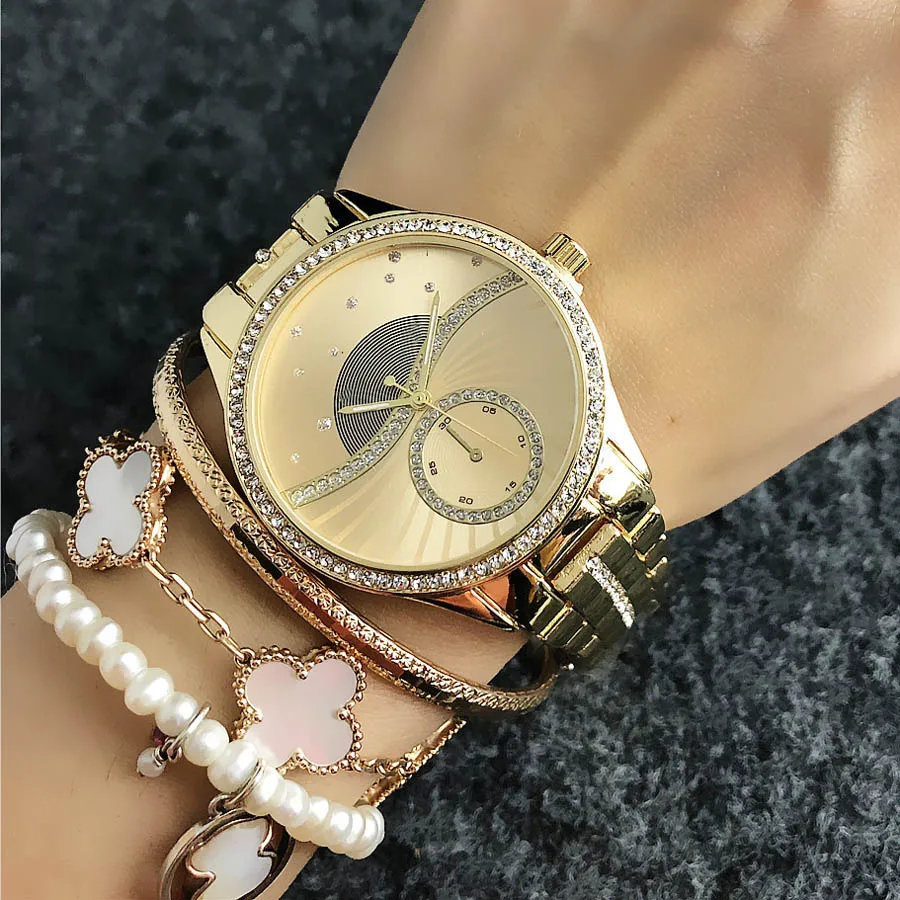 Brand Wrist Watches Women Girl Ladies Crystal Style Quartz Casual Steel Metal Band Clock m75