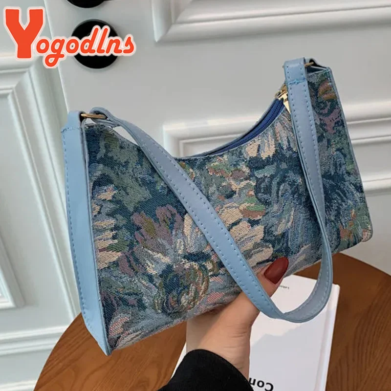 

Oil Painting Shoulder Bag For Women Spring New Armpit Handbag Designer Underarm Bag Shopping Tote Handbag Purse