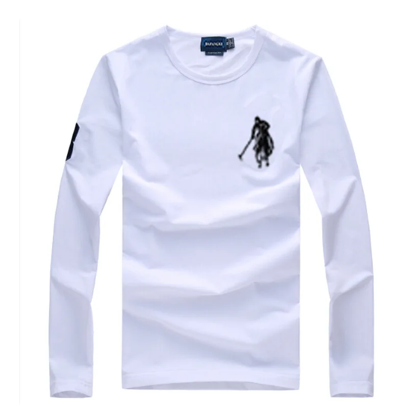 

Men's Big Small Horse Long-Sleeved T-Shirt Hombre 100%Cotton Long Sleeve Casual O-Neck Pony Long Homme T Shirt