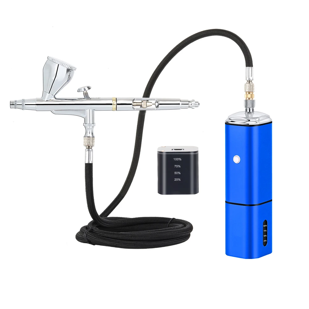 Free Shipping Rechargeable Cordless Airbrush Compressor Spray Paint Type C USB 1.2M Hose 0.3mm Needles Pneumatic Tool