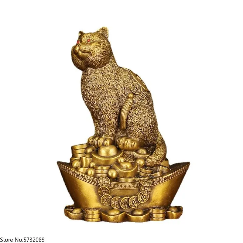 

Латунный amass fortunesCat/Yuanbao Cat/украшение для гостиной, офиса, рабочего стола/подарок на открытие/домашний чай, украшение для домашних животных