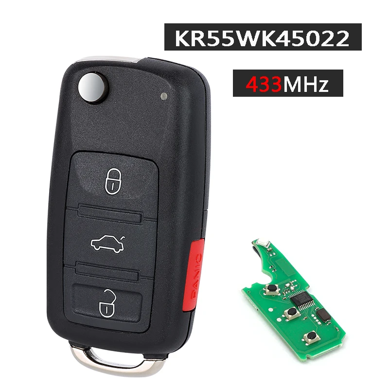

KEYECU 315 МГц/433 МГц ID46 Чип FCC ID: KR55WK45022 4-кнопочный интеллектуальный дистанционный брелок для Volkswagen Touareg Phaeton 2003-2010