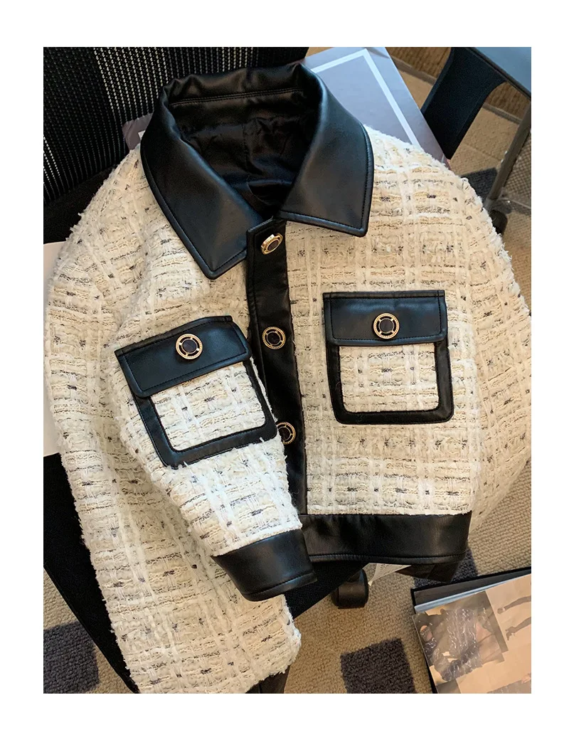 Твидовый ароматный ветровой пиджак с контрастной строчкой женский осенний 2024