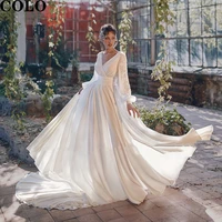puffy long sleeve boho wedding dress 2022 design delicate decals size bridal receipt wedding gown high split open back