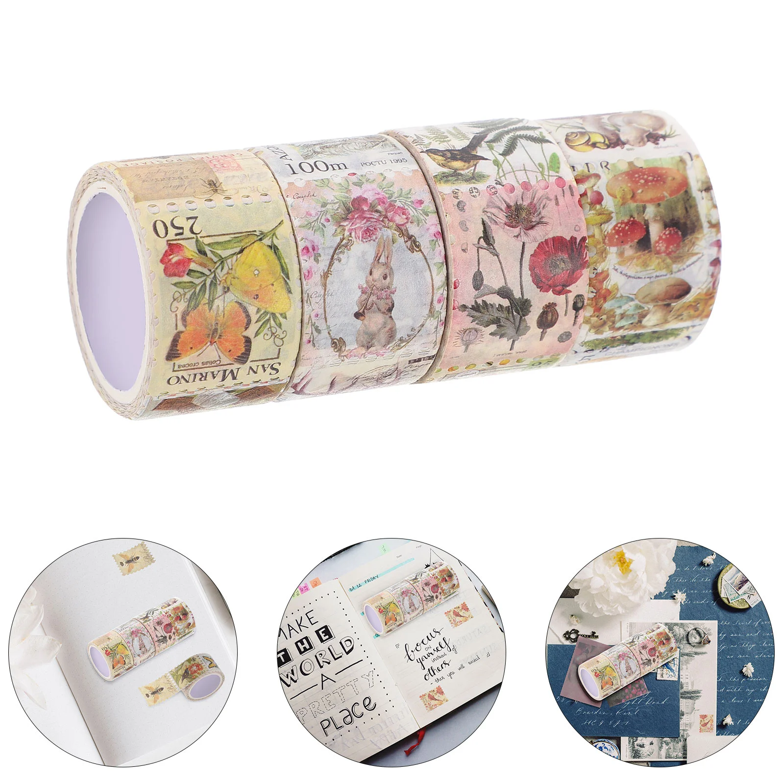 

Stickers Tape Sticker Washi Vintage Stamp Paper Retromasking Scrapbook Scrapbooking Diy Journaling Travel Decorative Account