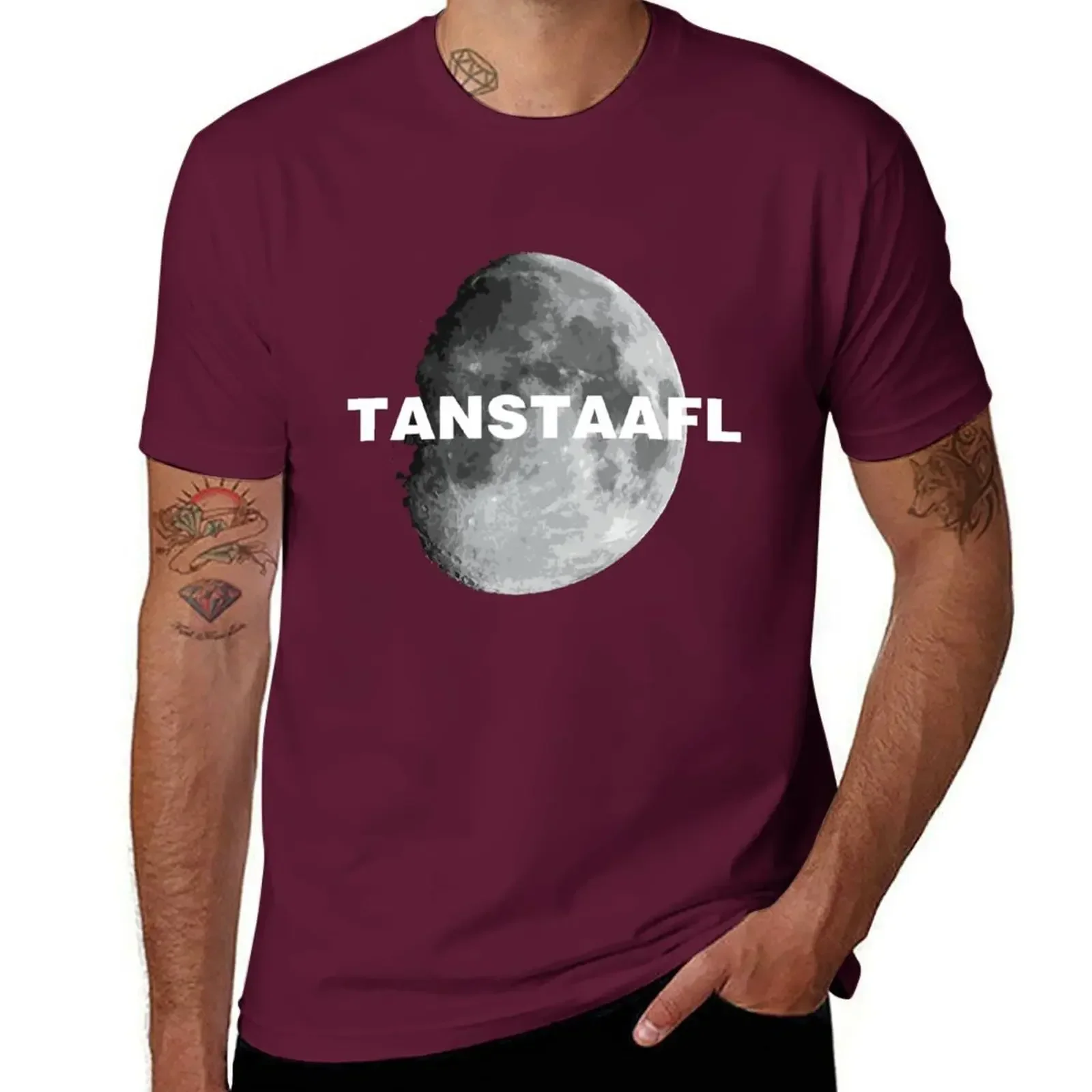 Мужская футболка TANSTAAFL &amp Moon простая с графическим рисунком