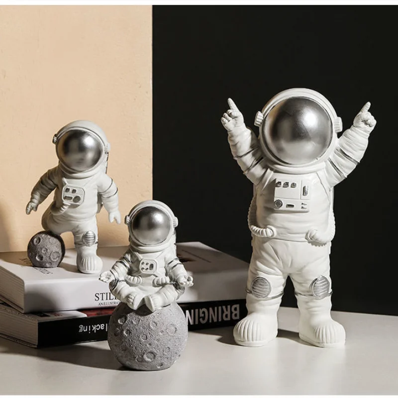 3Pcs Resin Astronaut Figure Statue Figurine Spaceman Sculpture Educational Toy Desktop Home Decoration Model Kids Gift - купить по