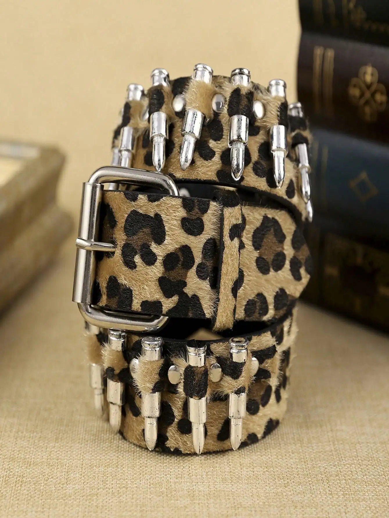 Металлический пляжный ремень с леопардовым принтом