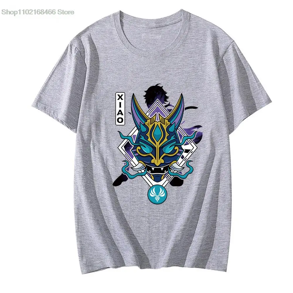 

Genshin Impact T-Shirt Unisex mens 100% Cotton Xiao Oversized Shirt Anime Tops Hip Hop Streetwear Manga Black Graphic Tees Print