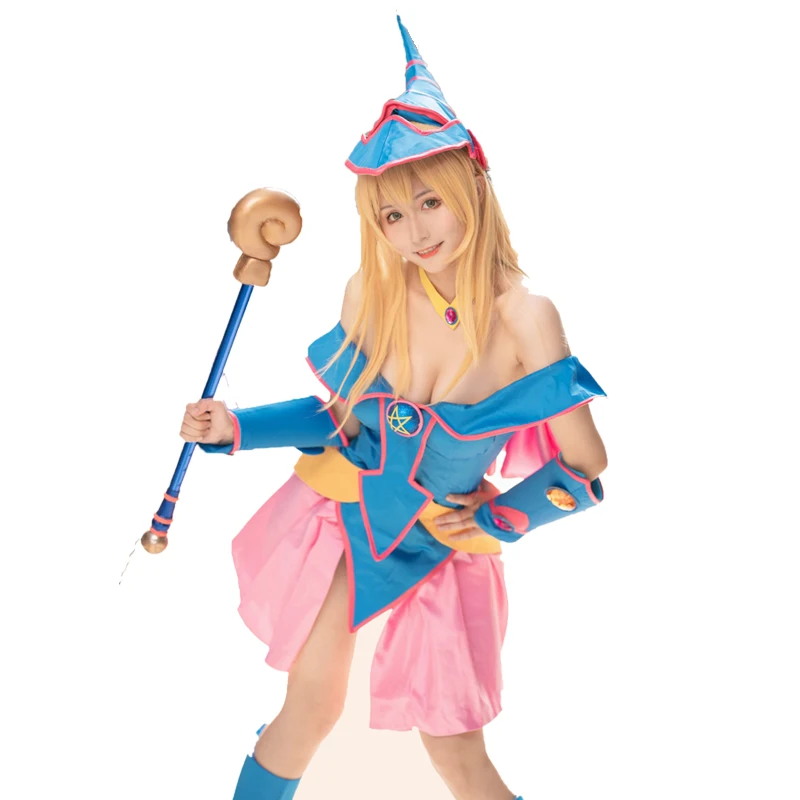 Anime Yu-Gi-Oh! Yu Gi Oh Dark Magician Girl Cosplay Wig Costume with Hat for Women Sexy Dress Outfit Halloween Carnival Clothes images - 6