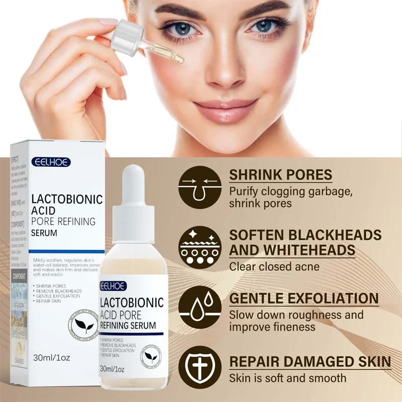 

Lactobionic Acid Pore Refining Serum Shrink Pores Clean Blackhead Moisturizing Firming Whitening Anti Wrinkle Smooth Skin Care