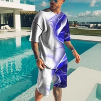 vintage print streetwear tracksuit summer mens sets oversize t shirts two piece sets casual short sleeve t shirts short outfits