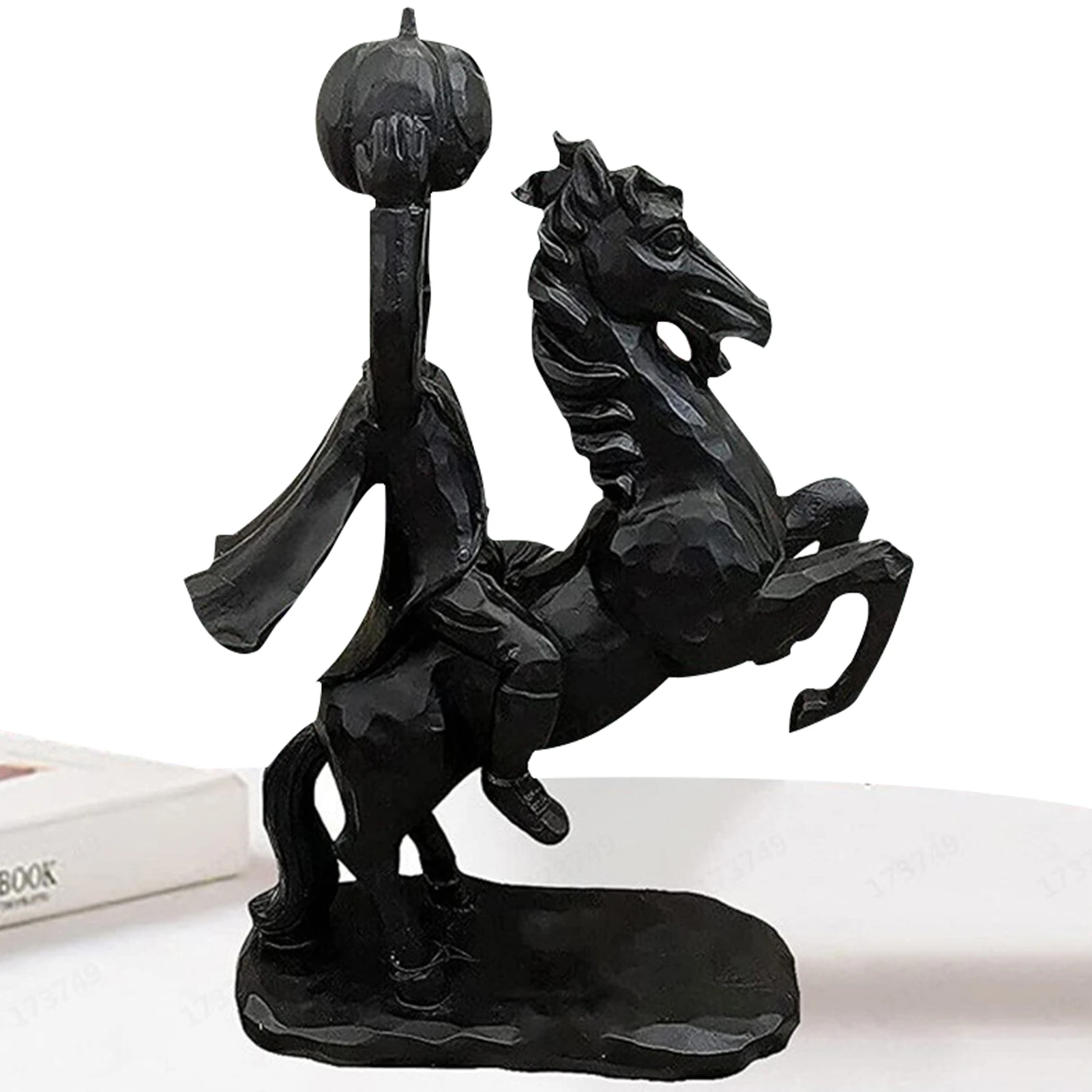 

Headless Horseman Resin Statue Headless Figurine Resin Statue Indoor Tabletop Sculpture Black Creepy Theme Cartoon Decor Gifts