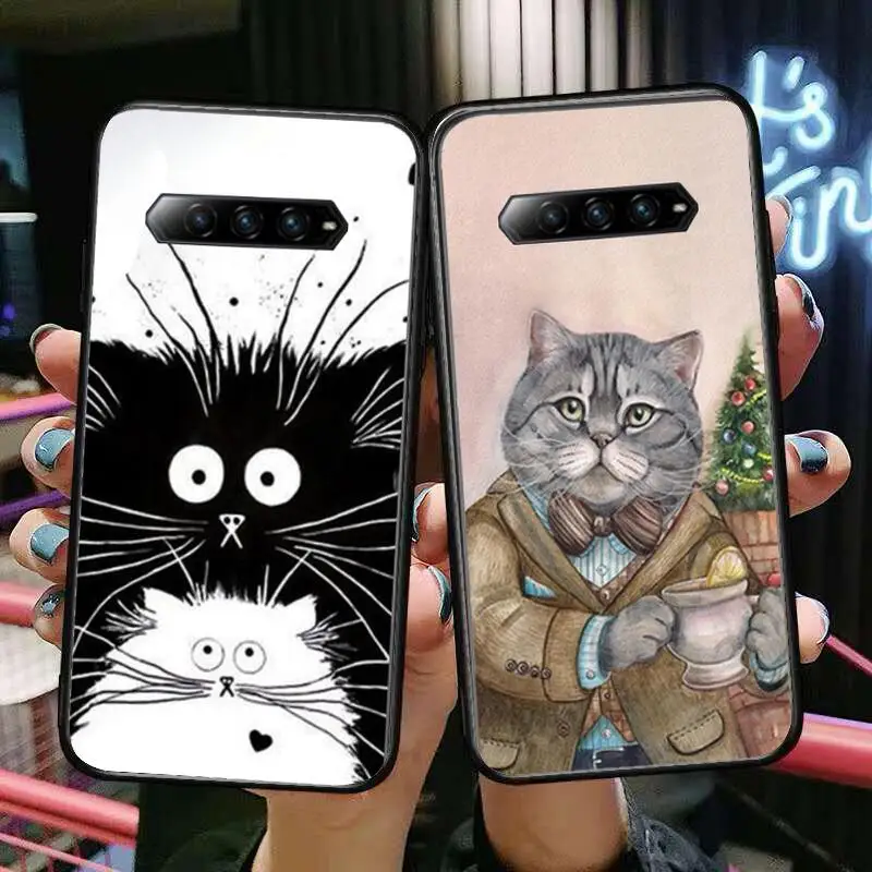 

Fluffy cat Phone Case For xiaomi redmi Black Shark 4 Pro 2 3 3s Cases Helo Black Cover Silicone Back Prett mini cover funda