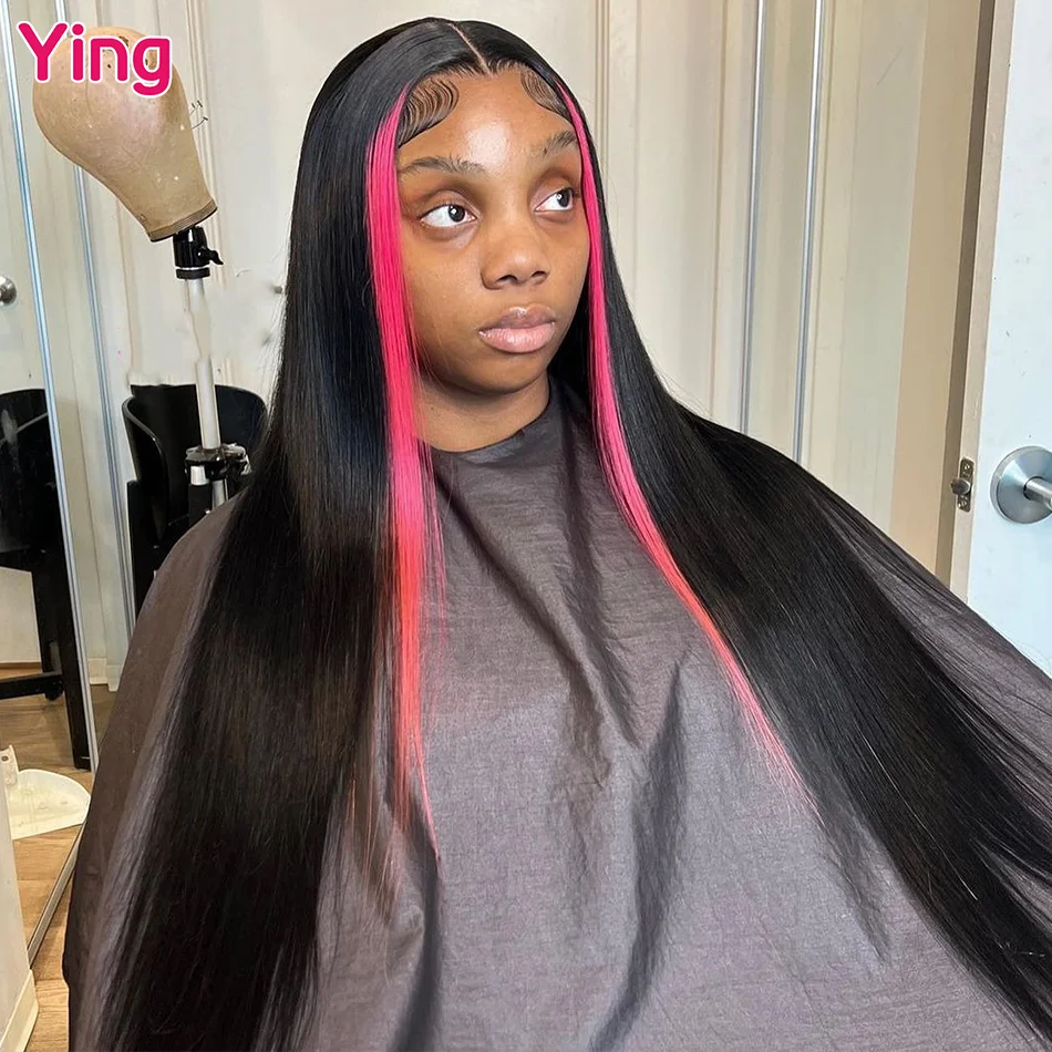 Ying 30 Inches Bone Straight Hanging Ear Pink 10 A 13x4 Lace Front Wig 13x6 Lace Front Wig PrePlucked 5x5 Transparent Lace Wig