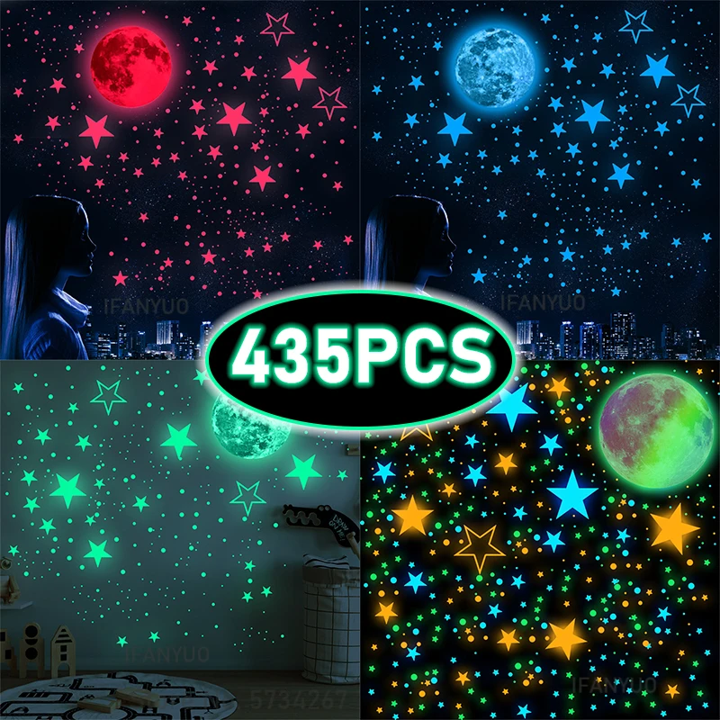 100-6pcs Pvc Stars Glow Stickers Luminous In Dark Night