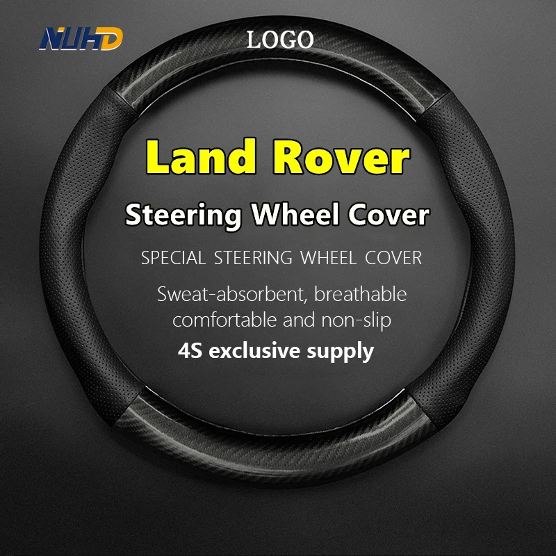

Carbon Fiber Car Steering Wheel Cover Interior WIth Metal Logo For Land Rover Freelander Defender Discovery Range Rover Evoque